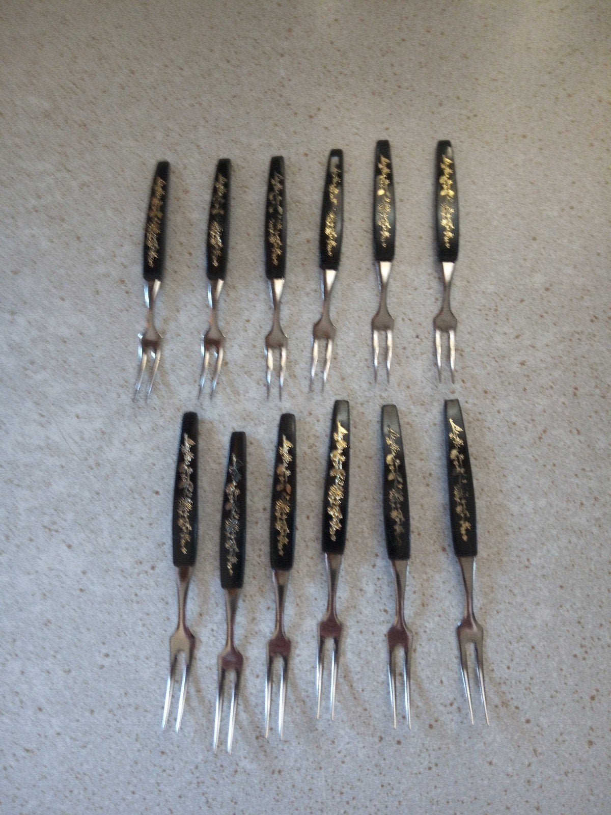 12 Vintage Cocktail Vorkjes Jaren '60 in Keuls Potje NIEUW !, Antiek en Kunst, Ophalen of Verzenden