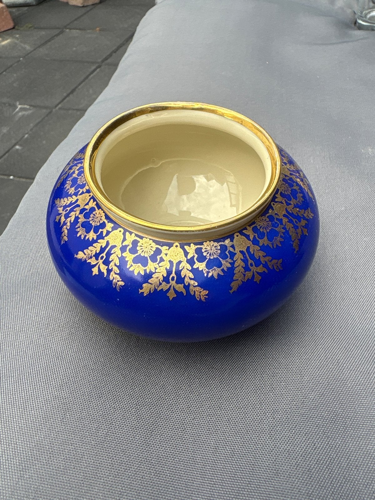 Edelstein Bavaria Kobaltblau Gouden Decoratie Potje, Antiek en Kunst, Ophalen of Verzenden