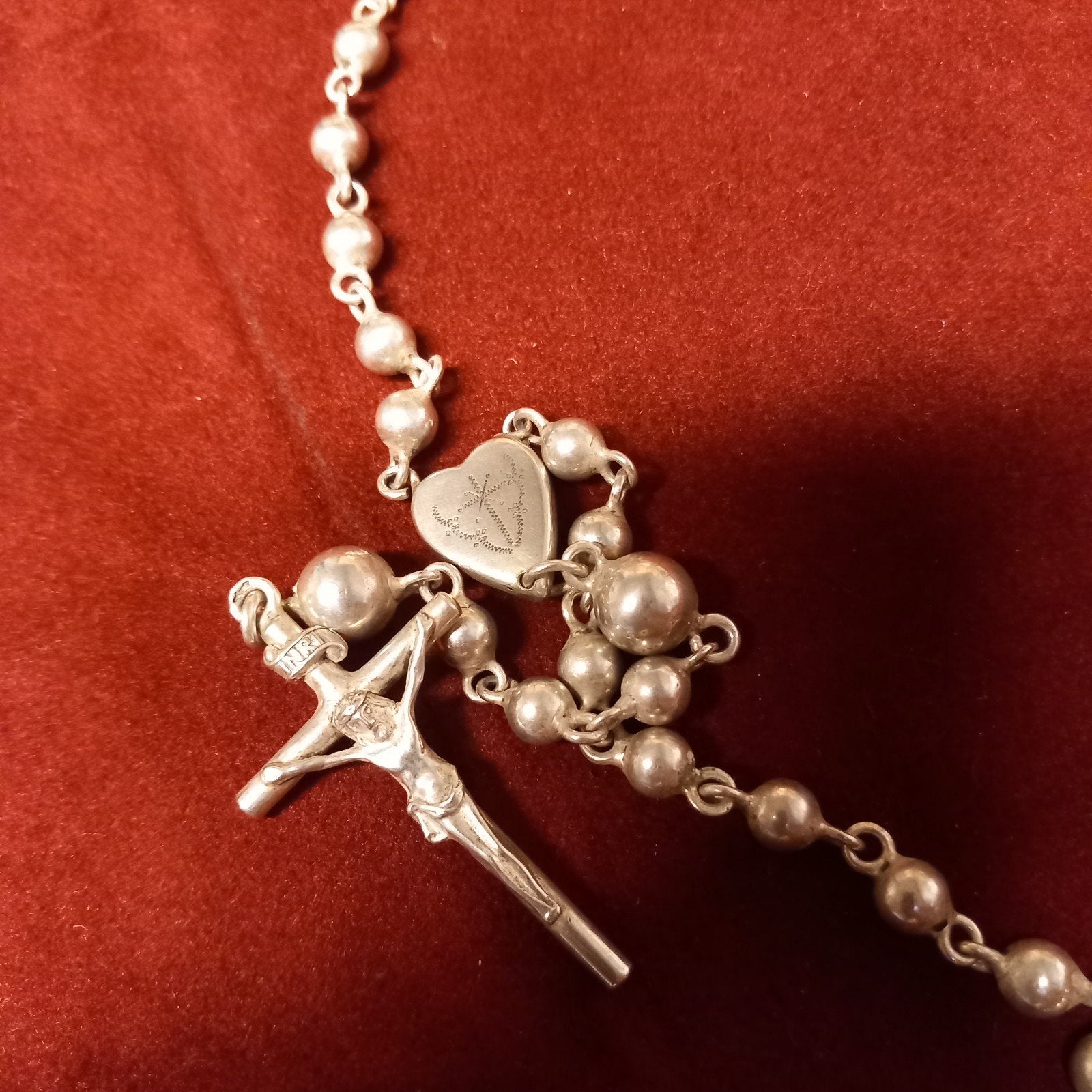 antieke zilveren rozenkrans ketting, Ophalen, Zilver, Ketting