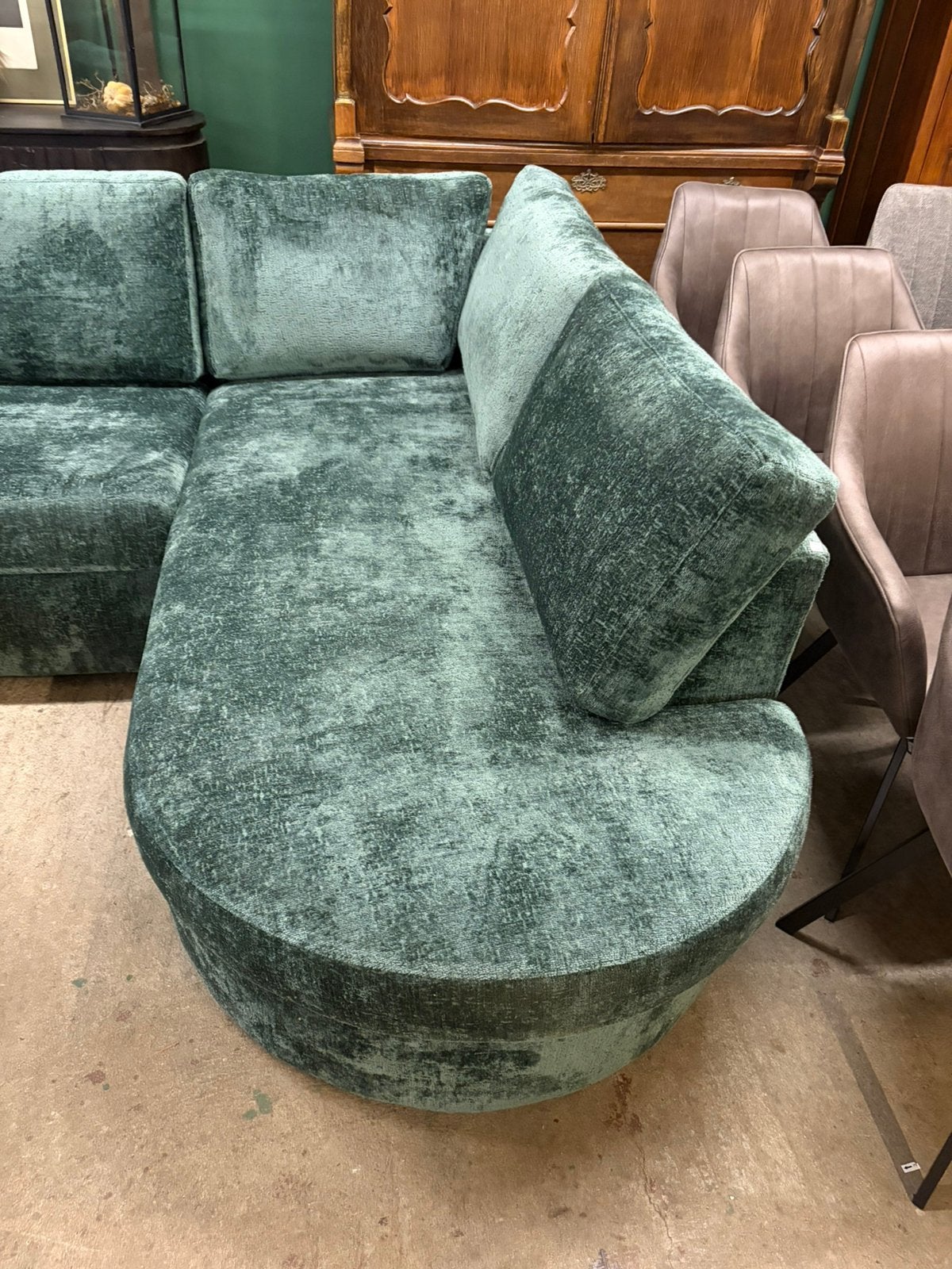 Nieuw Mysofa Alma hoekbank groen 2,5zits met afgeronde divan, Ophalen, ., 75 tot 100 cm, .