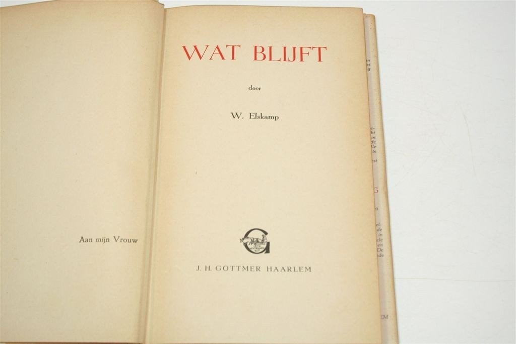Wat Blijft — Roman 1947 W. Elskamp, Ophalen of Verzenden, Gelezen