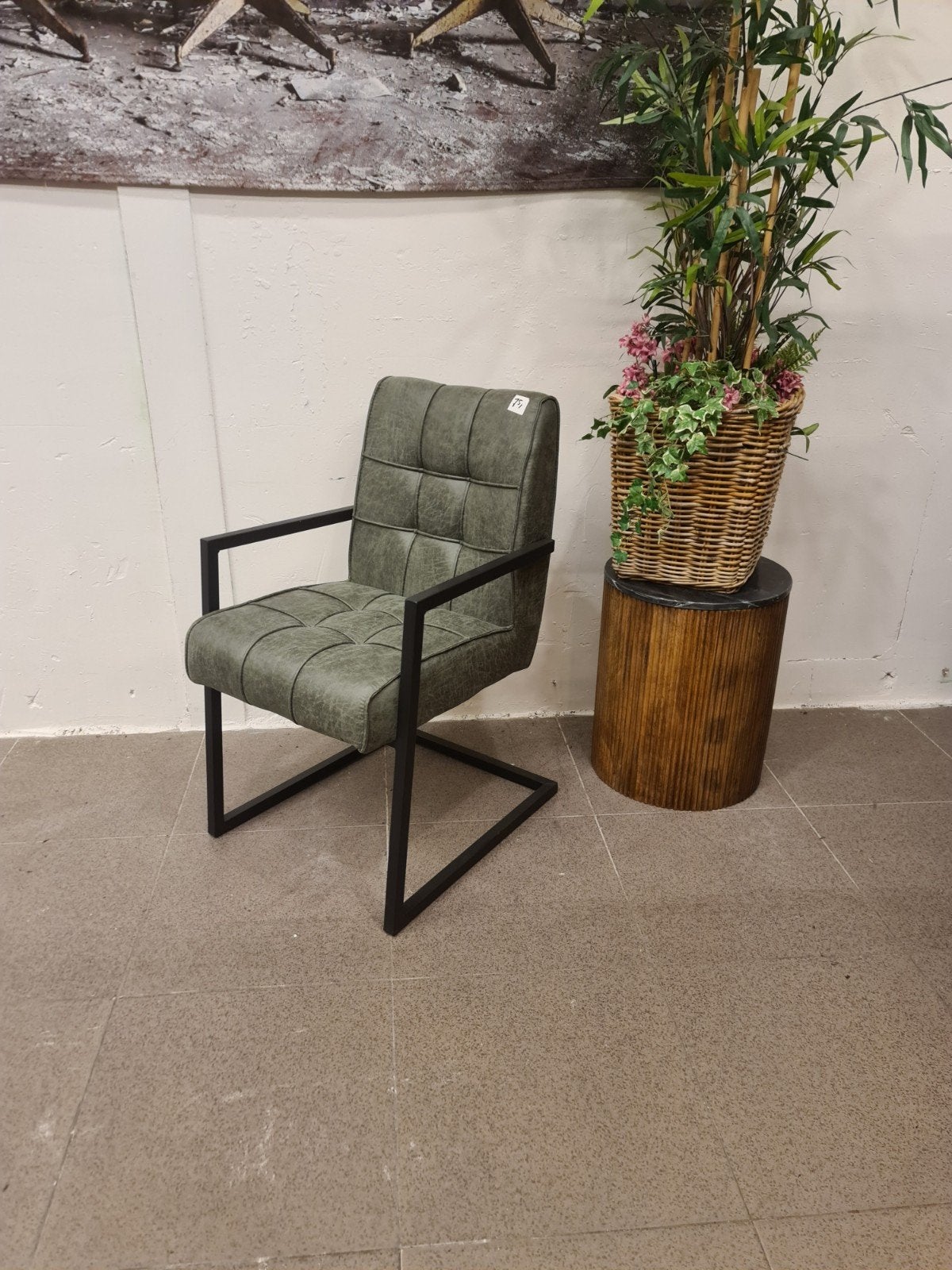 nieuwe eetkamerstoel leer microvezel groen slede €75/p st, Huis en Inrichting, Ophalen, Overige kleuren, ., Nieuw