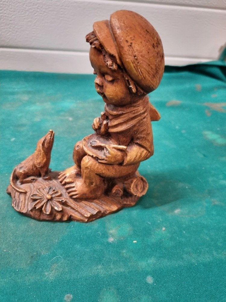 beeld jongen met hond vintage, Verzamelen, Ophalen of Verzenden