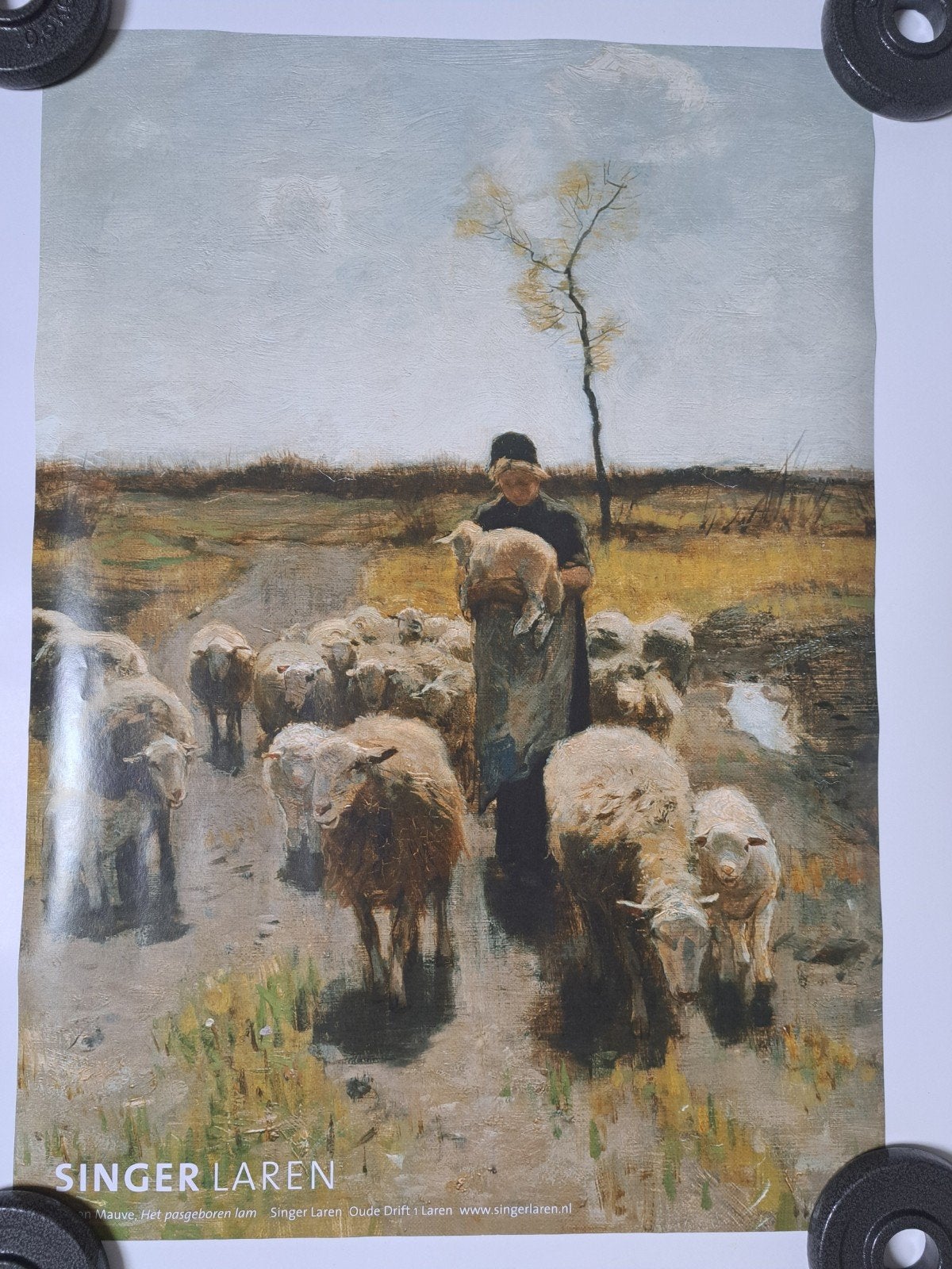 Mauve, Het pasgeboren lam - Singer Laren poster, Antiek en Kunst, Realistisch, Dieren, Ophalen of Verzenden, Print