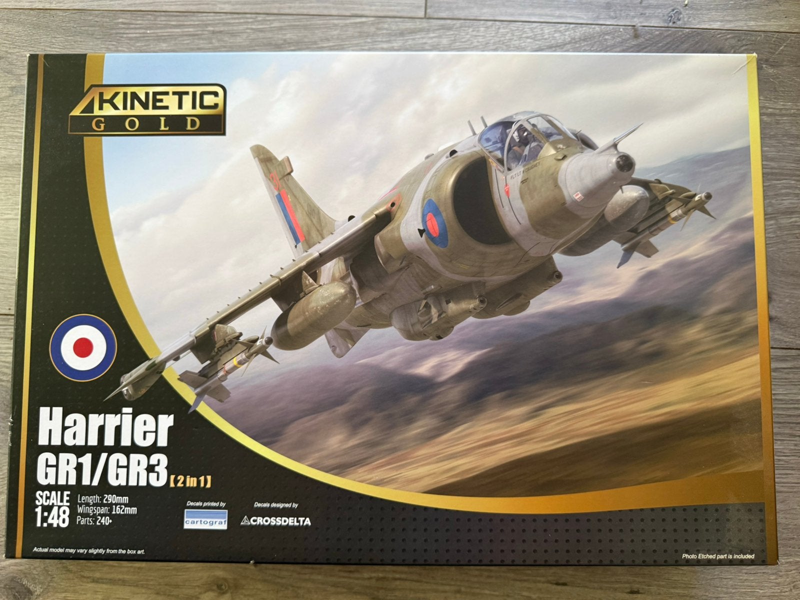 Kinetic Gold 1/48 Harrier GR1/3, Overige merken, Ophalen of Verzenden, Zo goed als nieuw, Groter dan 1:72