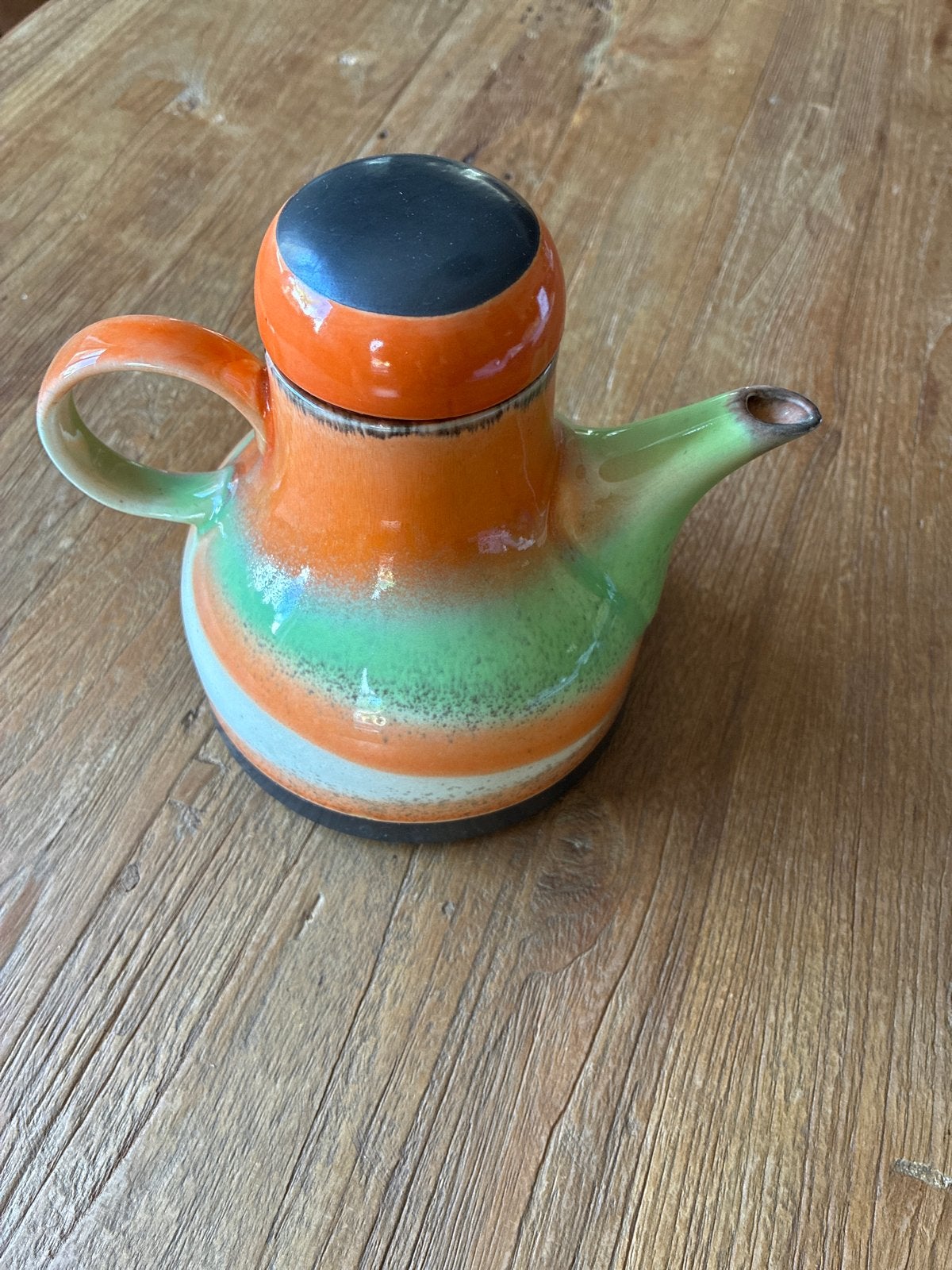 Koffiepot HKliving 70s keramiek oranje groen wit, Ophalen, Steen/keramiek, Overige merken, Oranje
