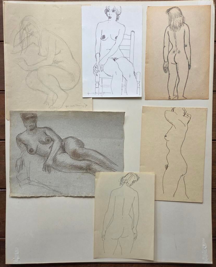 Zes tekeningen. Jos van den Berg 1905-1978. Naakten., Ophalen of Verzenden