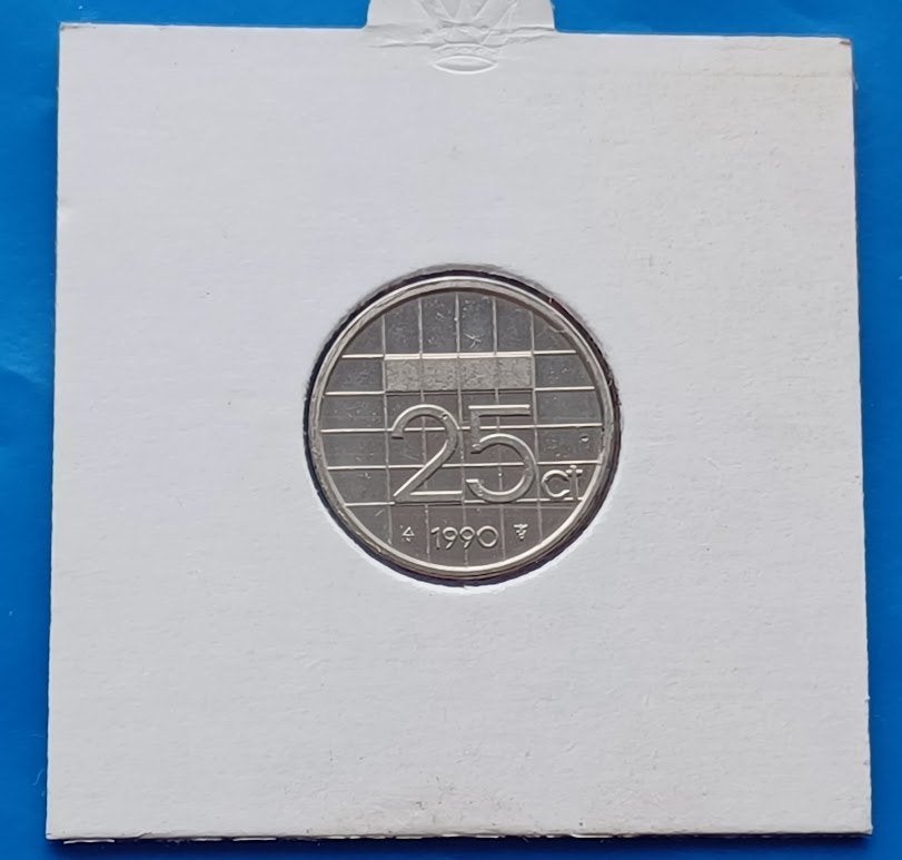 25 cent 1990 Beatrix - UNC, Postzegels en Munten, Munten | Nederland, Ophalen of Verzenden, Koningin Beatrix, 25 cent