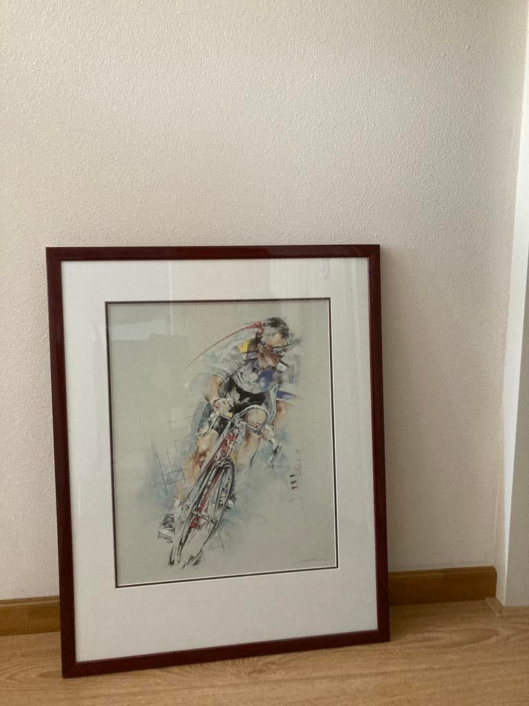 Te koop aangeboden schilderij/aquarel, Ophalen, Gebruikt, 50 tot 75 cm, Schilderij