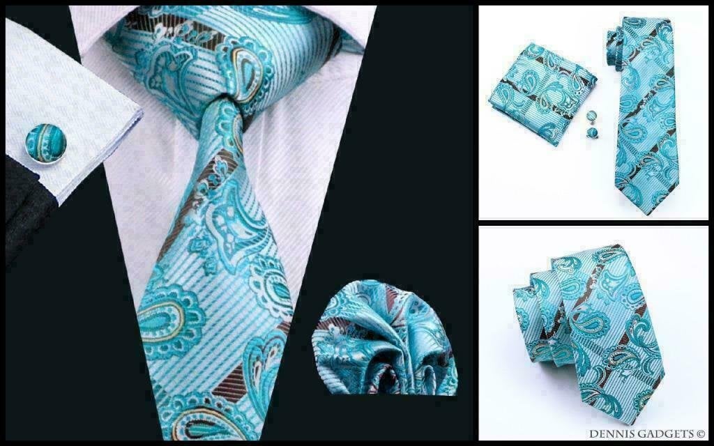 Dennis Gadgets: 100 % zijden stropdas ( 3 delig !! ) DG0570, Ophalen of Verzenden, Nieuw, Blauw, Met patroon