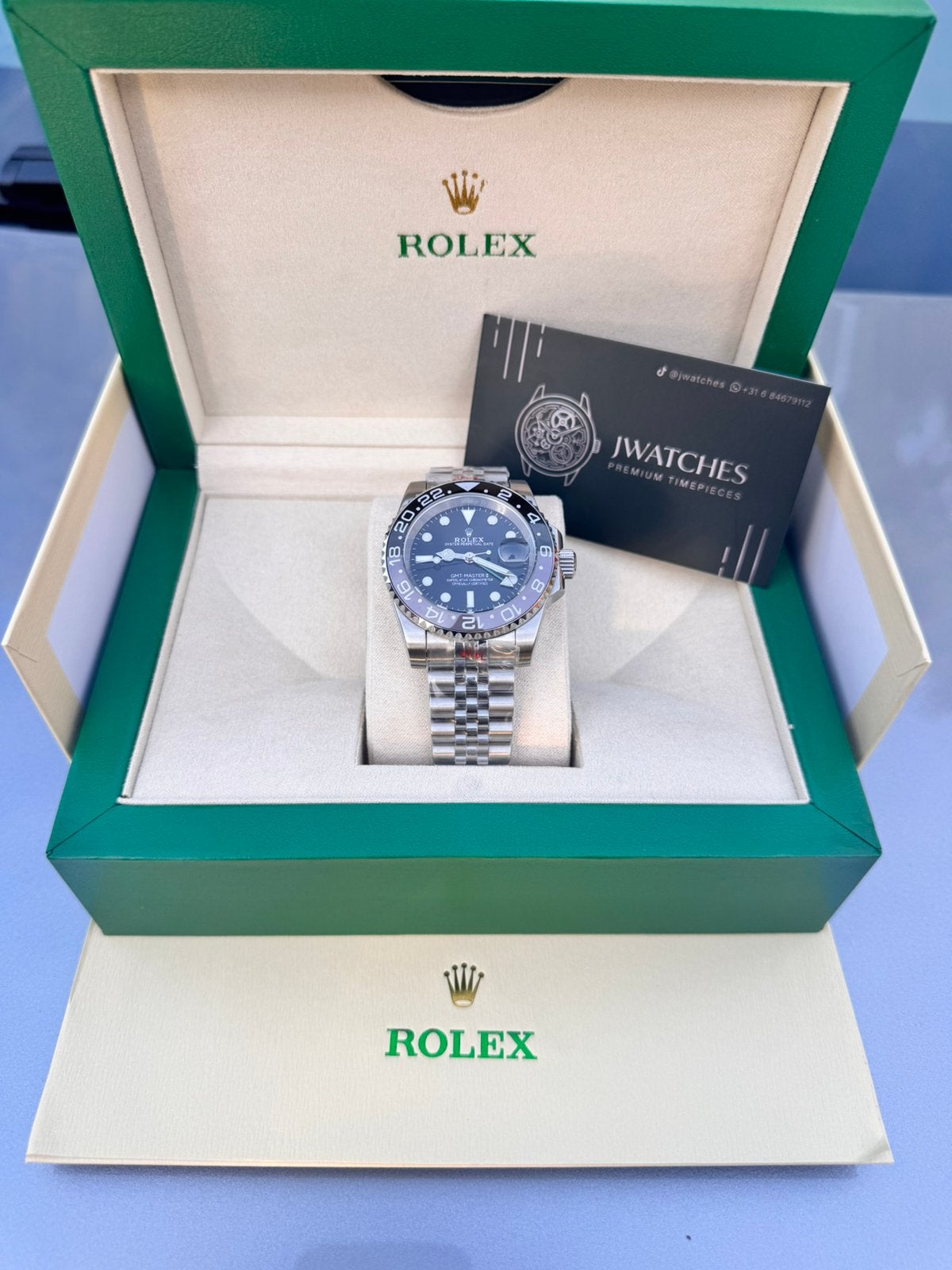 Rolex GMT Master II 40 mm, Sieraden, Tassen en Uiterlijk, Staal, Polshorloge, Nieuw, Ophalen of Verzenden
