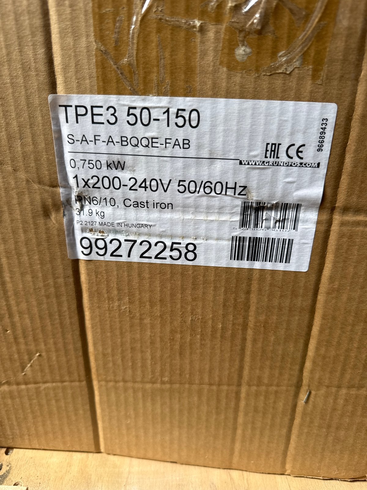 Grundfos TPE3 50-150 Circulatiepomp 0.75kW, Ophalen, 30 tot 80 cm, 500 tot 800 watt, Overige typen