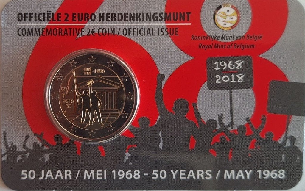 België coincard 2018 - 50 Jaar na mei 1968 - Vlaams - BU, Verzenden, België, 2 euro, Setje