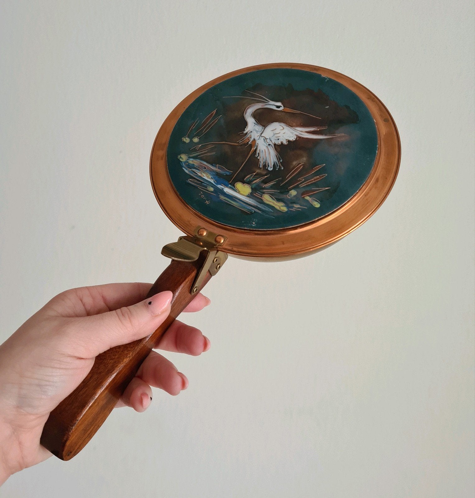 vintage retro keramiek kruimelvanger reiger messing, Ophalen of Verzenden, Huis en Inrichting