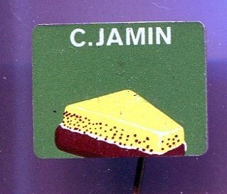 C. Jamin sponscake blik misdruk speldje ( L_078a), Verzenden, Zo goed als nieuw, Merk, Speldje of Pin