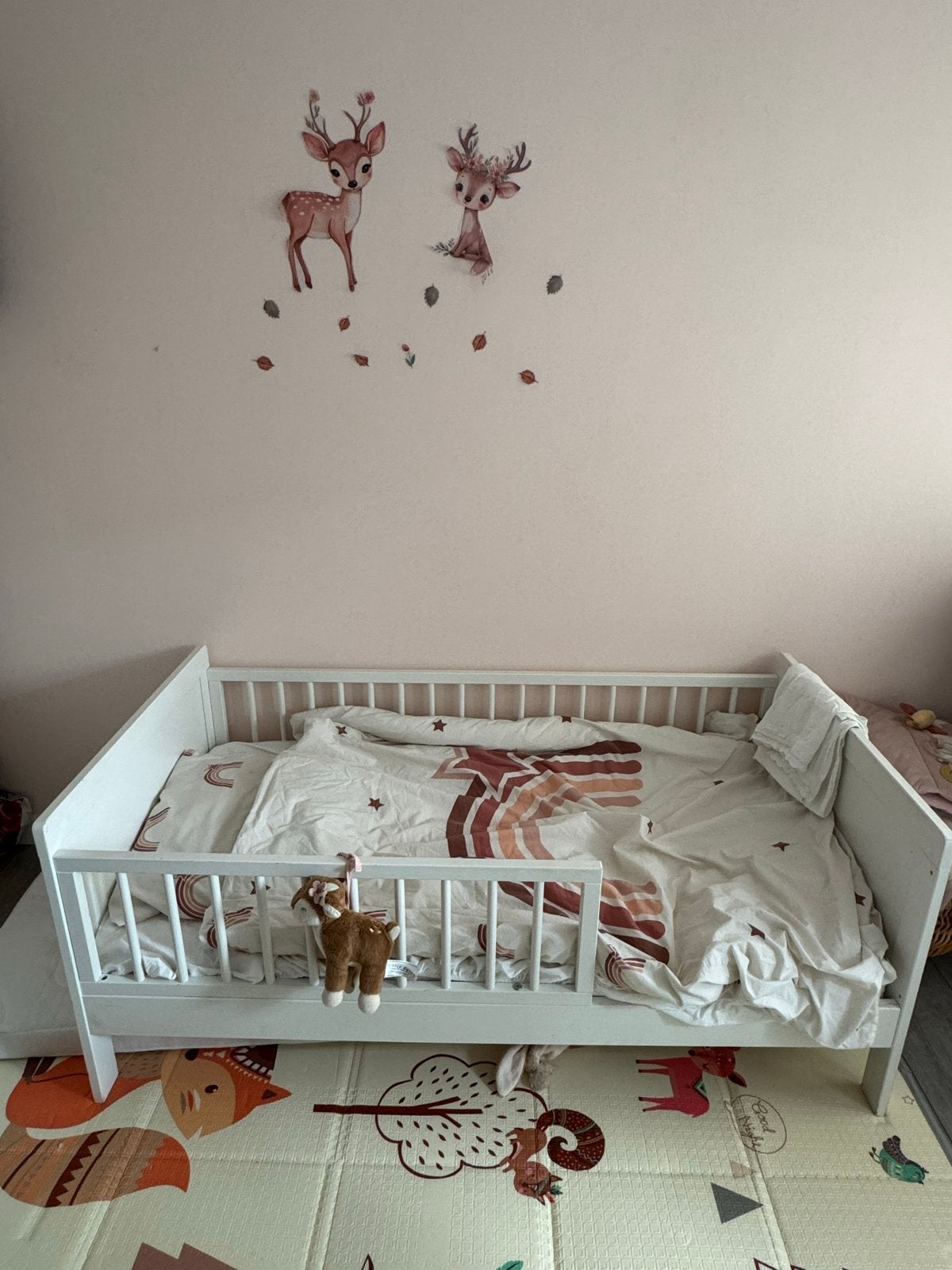 Wit kinderbedje met spijlen - Zo goed als nieuw, 70 tot 85 cm, Zo goed als nieuw, Lattenbodem, 140 tot 160 cm