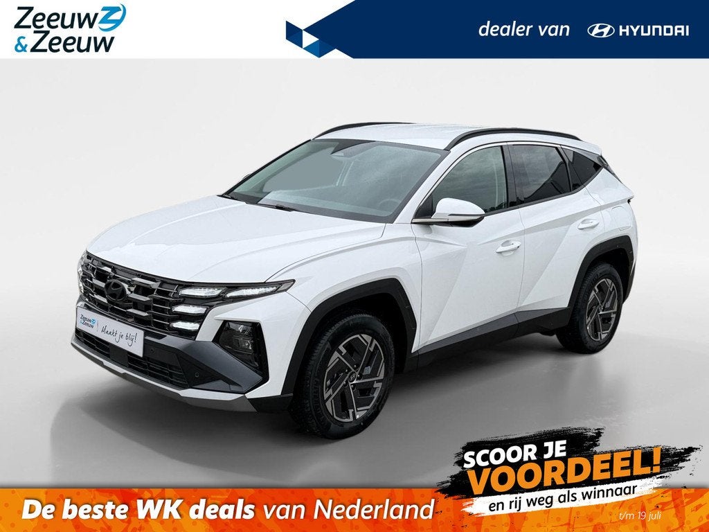Hyundai Tucson 1.6 T-GDI HEV Comfort Smart | NU TOT €11.50, Auto's, Euro 6, 4 cilinders, Leder en Stof, Wit