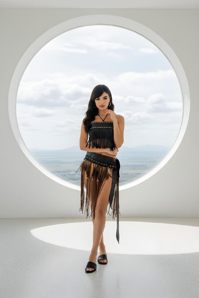 Leren Riem Rok & Stud Top - Fetish Outfit, Generic, Ophalen of Verzenden, Nieuw