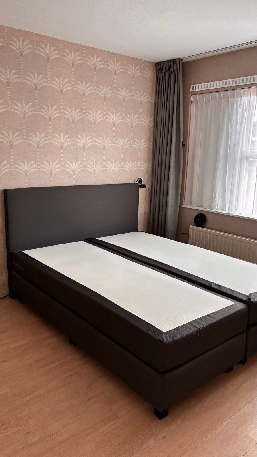 Tweepersoons boxspring met hoofdbord - 160 x 200, Ophalen, Gebruikt, Tweepersoons, 200 cm