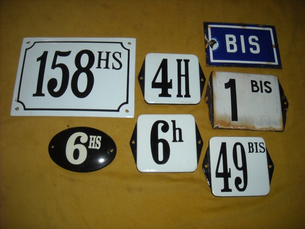 emaille huisnummer bis 1bis 4h 6h 6hs 49bis 158hs h hs huis, Ophalen of Verzenden