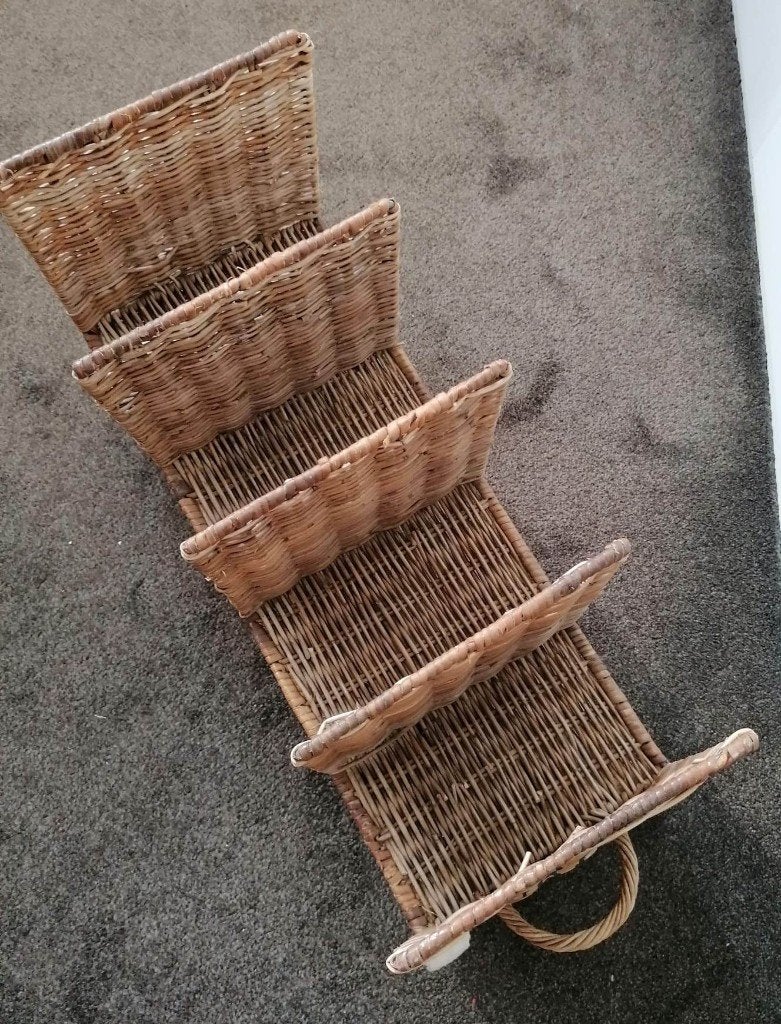Riviera Maison Krantenbak 'Bureau' - Rotan, Huis en Inrichting, Ophalen, Natuurlijk materiaal, Zo goed als nieuw, Met handvat