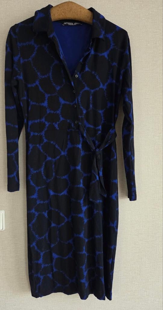 Juffrouw Jansen blauwe jurk maat M, Maat 38/40 (M), Blauw, Ophalen of Verzenden, Gedragen