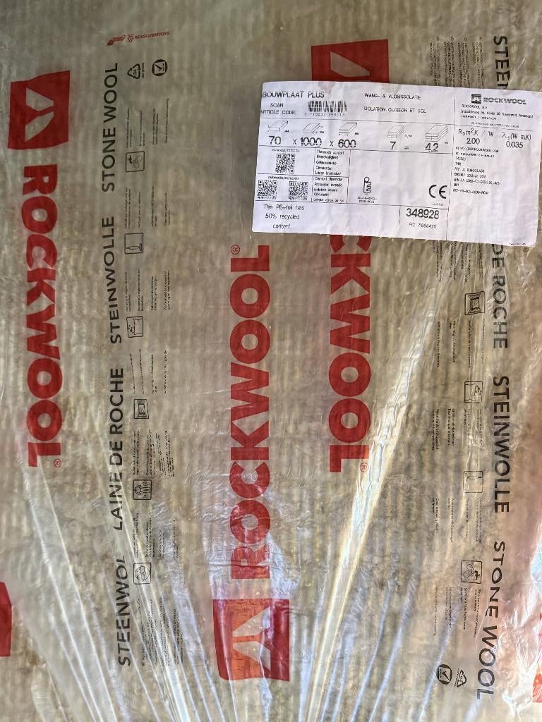 Rockwool steenwol, Ophalen, 4 tot 8 cm, Dakisolatie, Nieuw