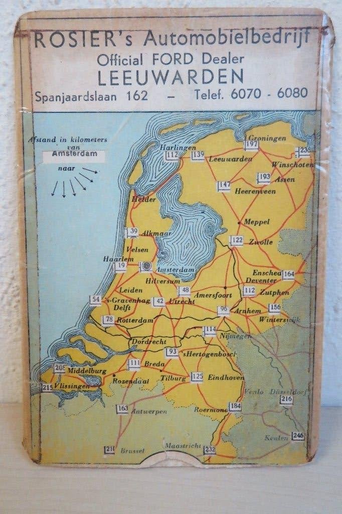 Rosier's Automobielbedrijf Leeuwarden afstandstabel jaren'30, Verzamelen, Merken en Reclamevoorwerpen, Ophalen of Verzenden, Gebruikt