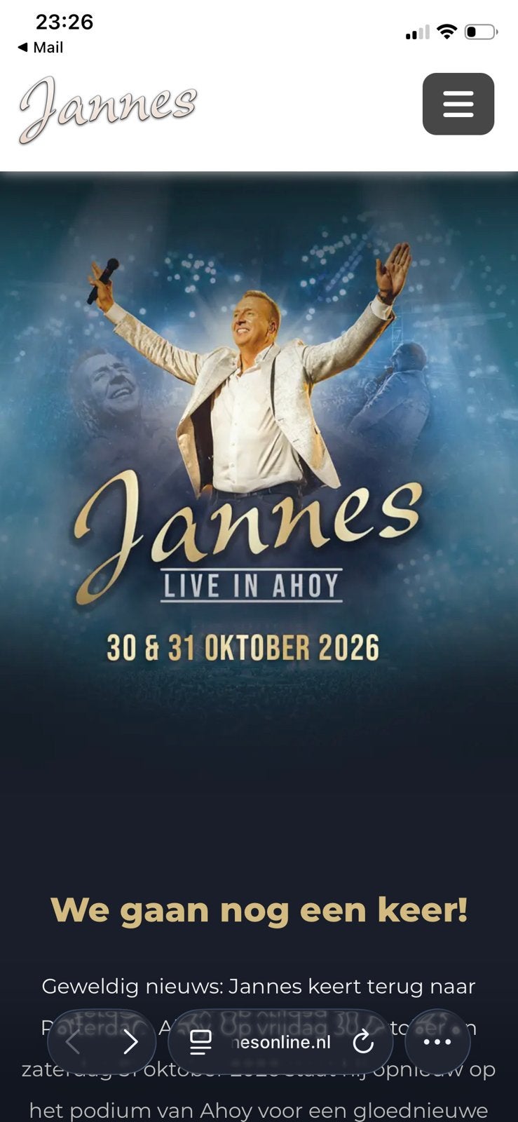 Jannes live in concert 2026 1st 31 okt, Tickets en Kaartjes, Eén persoon