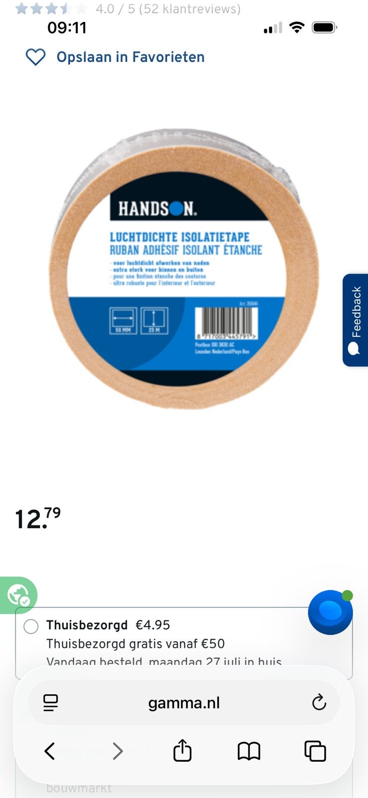 Lichtdichte isolatietape, Ophalen, Zo goed als nieuw