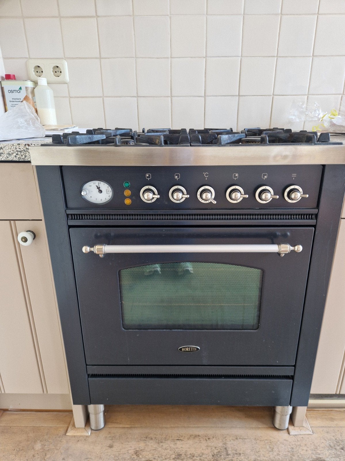 Boretti Fornuis met Gas Kookplaat en Oven, Ophalen, Gebruikt, Hete lucht, 60 cm of meer