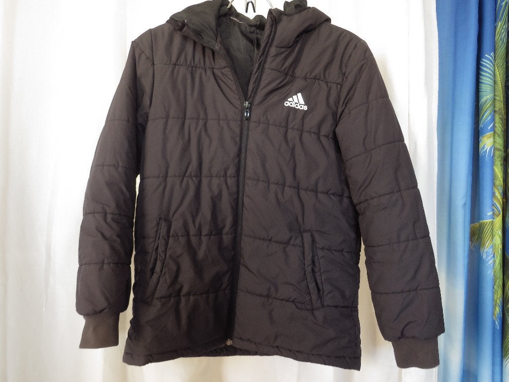 zwarte gewatteerde hoodie jas mt 152 Adidas, Adidas, Gebruikt, Ophalen of Verzenden, Jongen