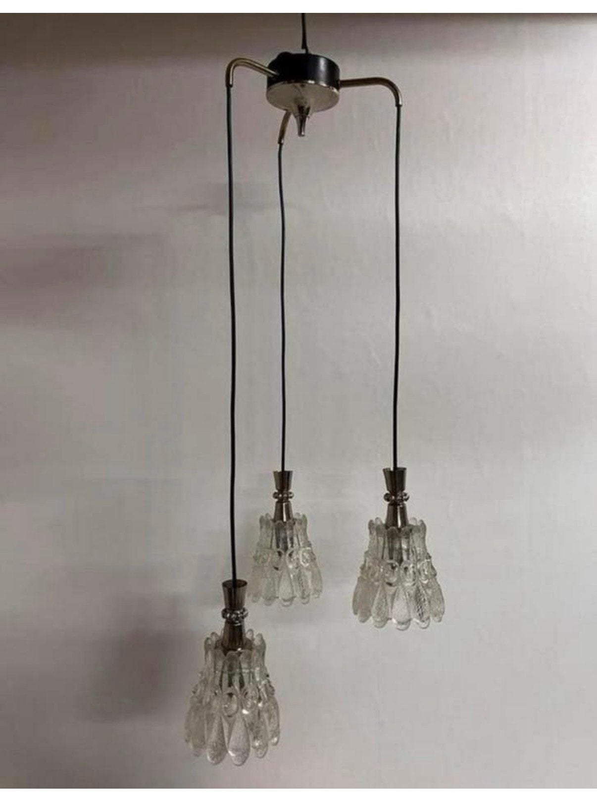 Vintage cascade hanglamp jaren 70 bloemvorm kelk Chroom lamp, Ophalen of Verzenden, Zo goed als nieuw