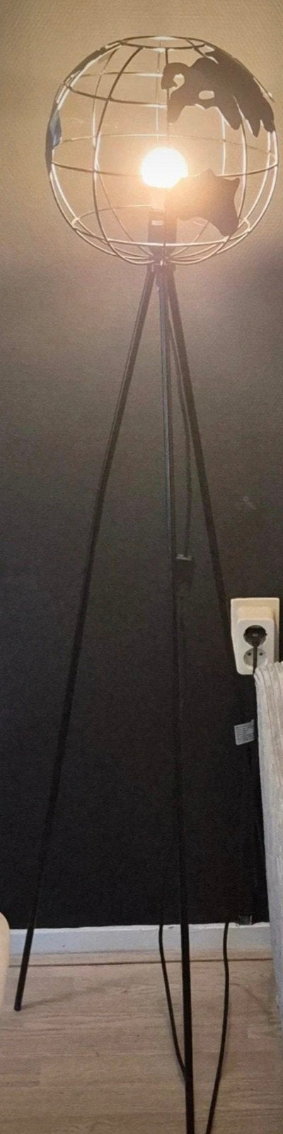 Industriële Vloerlamp Wereldbol - 158cm, Zo goed als nieuw, Metaal, E27 (groot), Ophalen of Verzenden