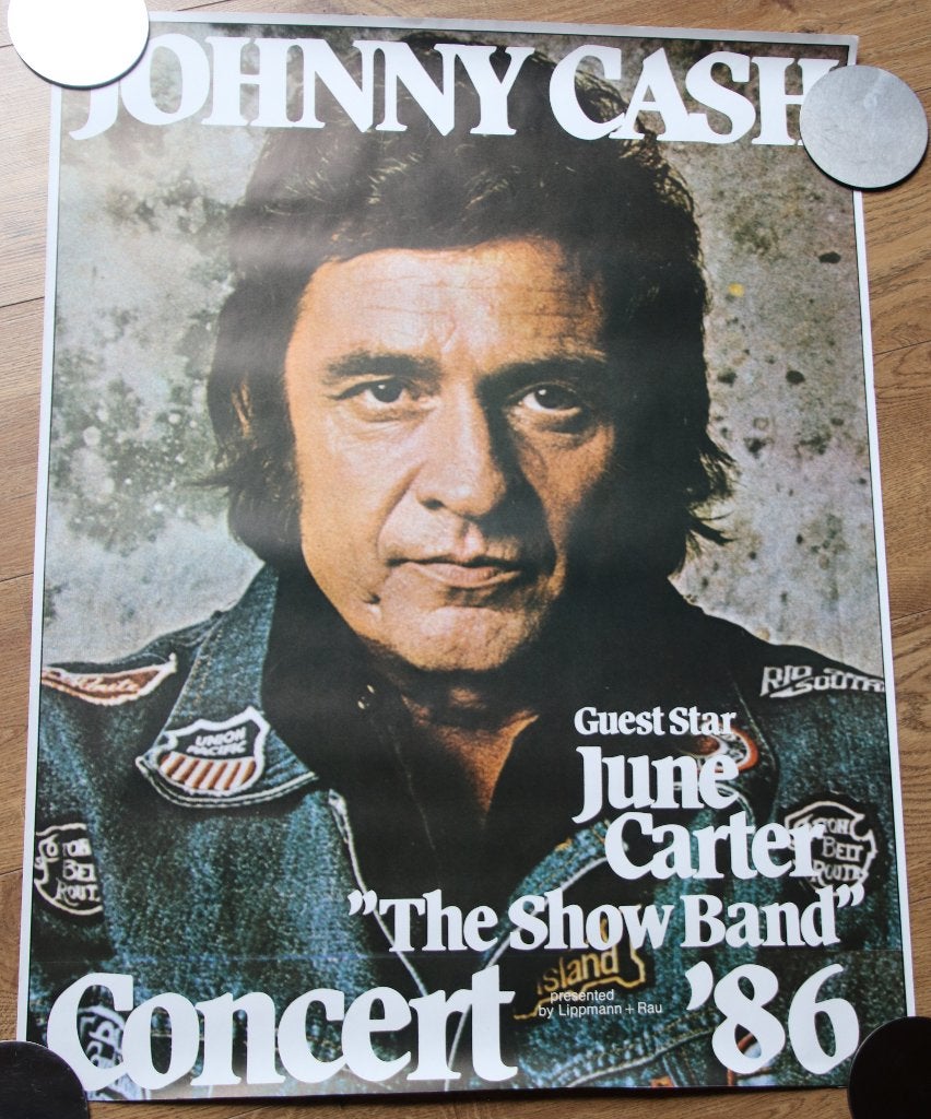 Johnny Cash vintage Concertposter. Afm. 60X78 cm., Ophalen of Verzenden, Poster, Artwork of Schilderij