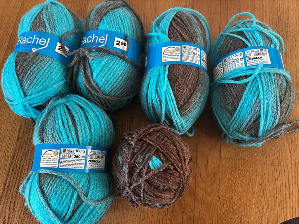 Zeeman Rachel Wol/Garen - Blauw/Bruin (6 bollen), Hobby en Vrije tijd, Breien en Haken, Ophalen of Verzenden, Gebruikt, Breien of Haken
