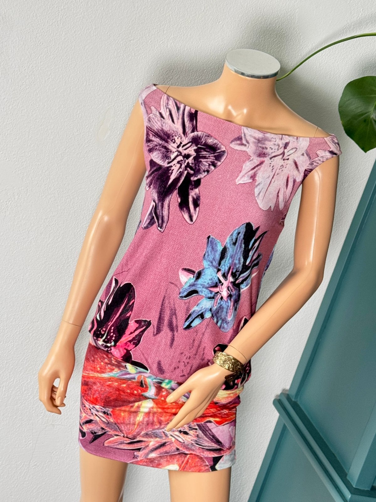 SUPERSTITION viscose jurkje maat S - bloemen, Kleding | Dames, Ophalen of Verzenden, Zo goed als nieuw, Roze, Maat 36 (S)