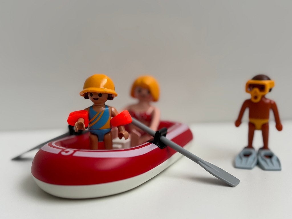 Playmobil Summer Fun - Touristen met rubberboot 5439, Gebruikt, Losse onderdelen, Ophalen of Verzenden, Summer fun