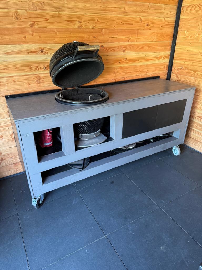 Buitenkeuken met Kamado BBQ - Compleet en Mobiel, Ophalen, Gebruikt, Houtskool, Vrijstaand