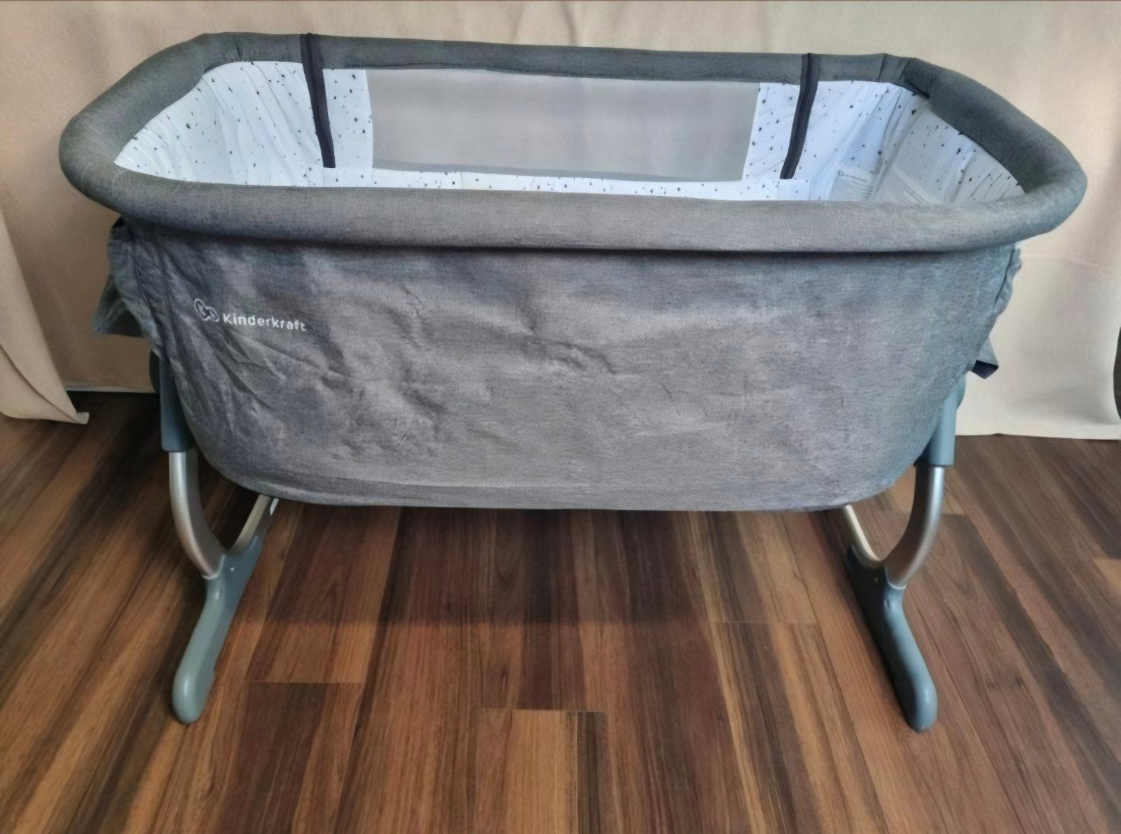 Kinderkraft UNO UP Co-Sleeper Wieg - Grijs, Ophalen of Verzenden, Zo goed als nieuw, Wieg