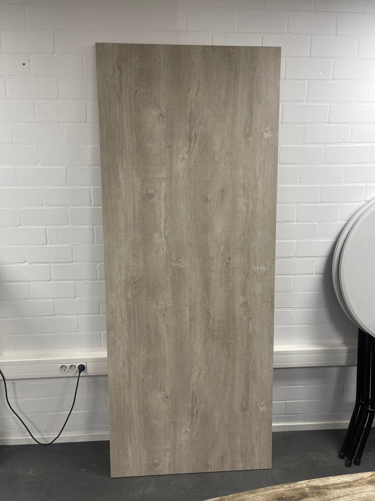 Bureaublad 200 x 80 cm lichtgrijs houtlook, Ophalen, Zo goed als nieuw, 80 cm, 200 cm