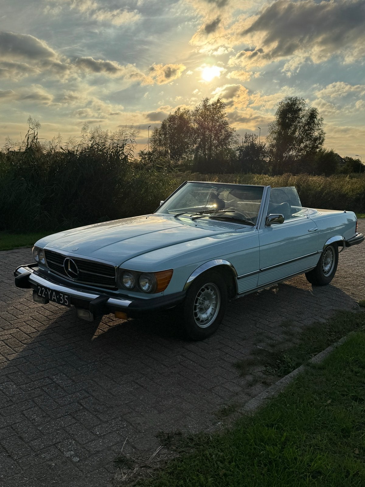 Mercedes-Benz 450 SL lpg AUT 1975, Auto's, Oldtimers, Automaat, Blauw, Mercedes-Benz, Particulier