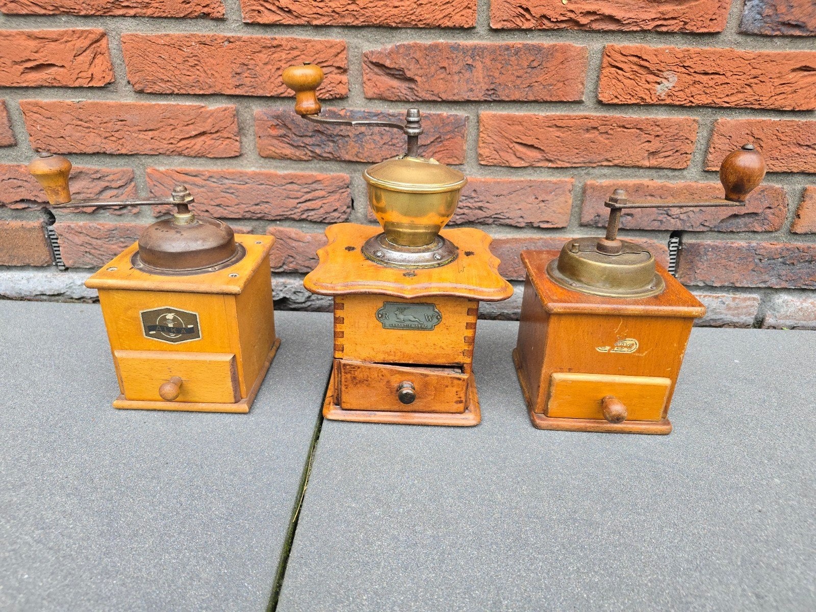 3 antieke Koffiemolens RW - PeDe & Alka alle 3 voor €49, Ophalen of Verzenden