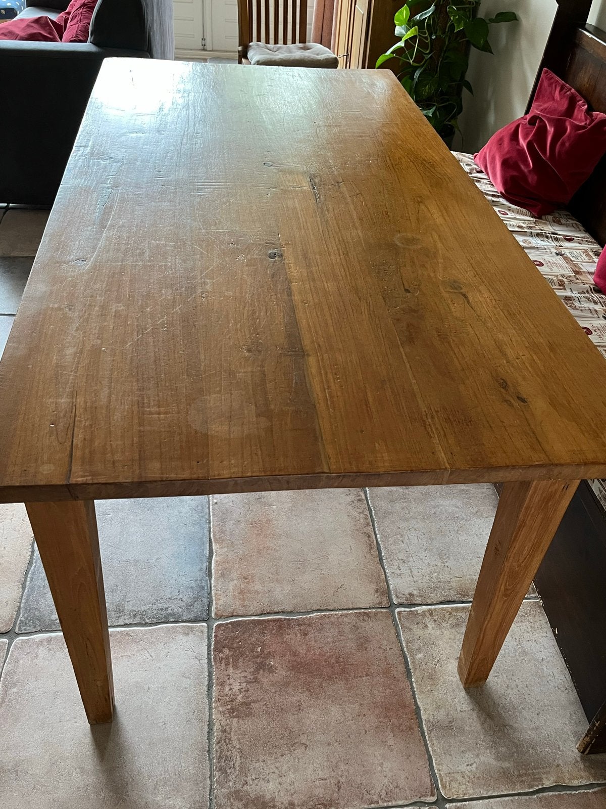 Stoere Teakhouten Eettafel - 180x90 cm - Prima Staat, Huis en Inrichting, Tafels | Eettafels, Ophalen, Gebruikt, Teakhout, 50 tot 100 cm