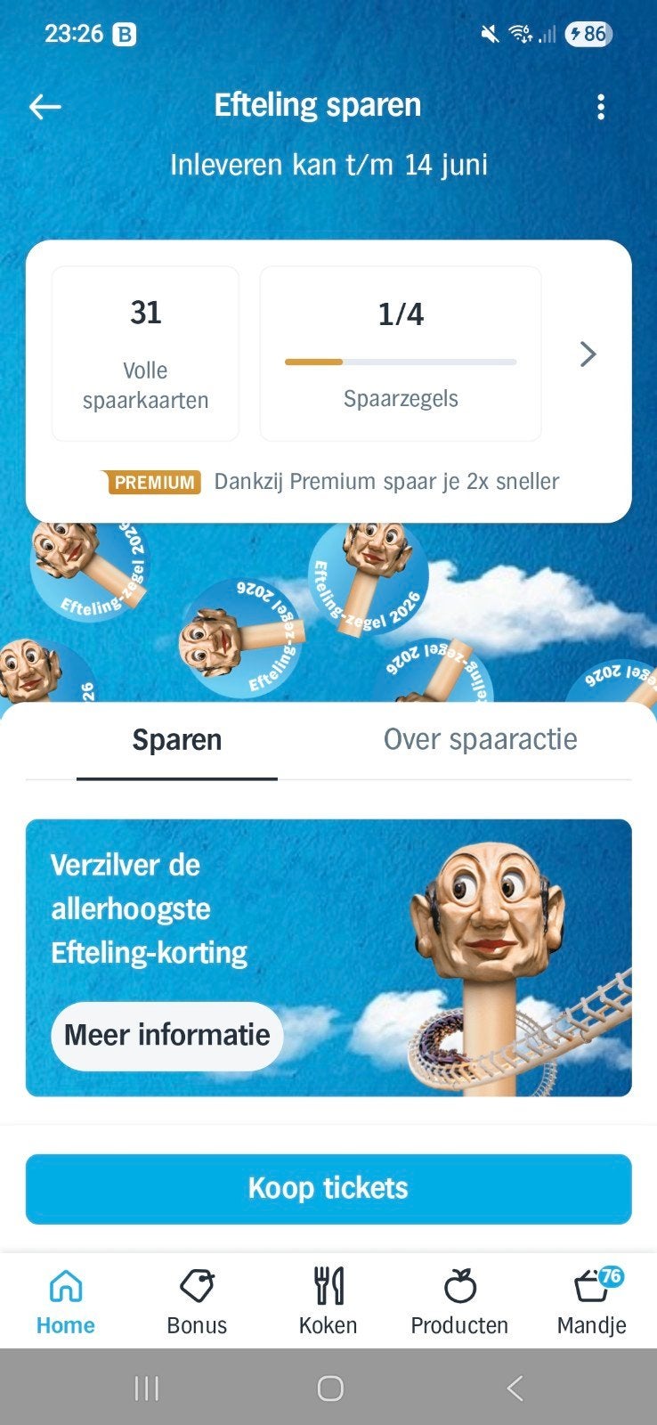 Efteling spaarzegels voor korting op tickets