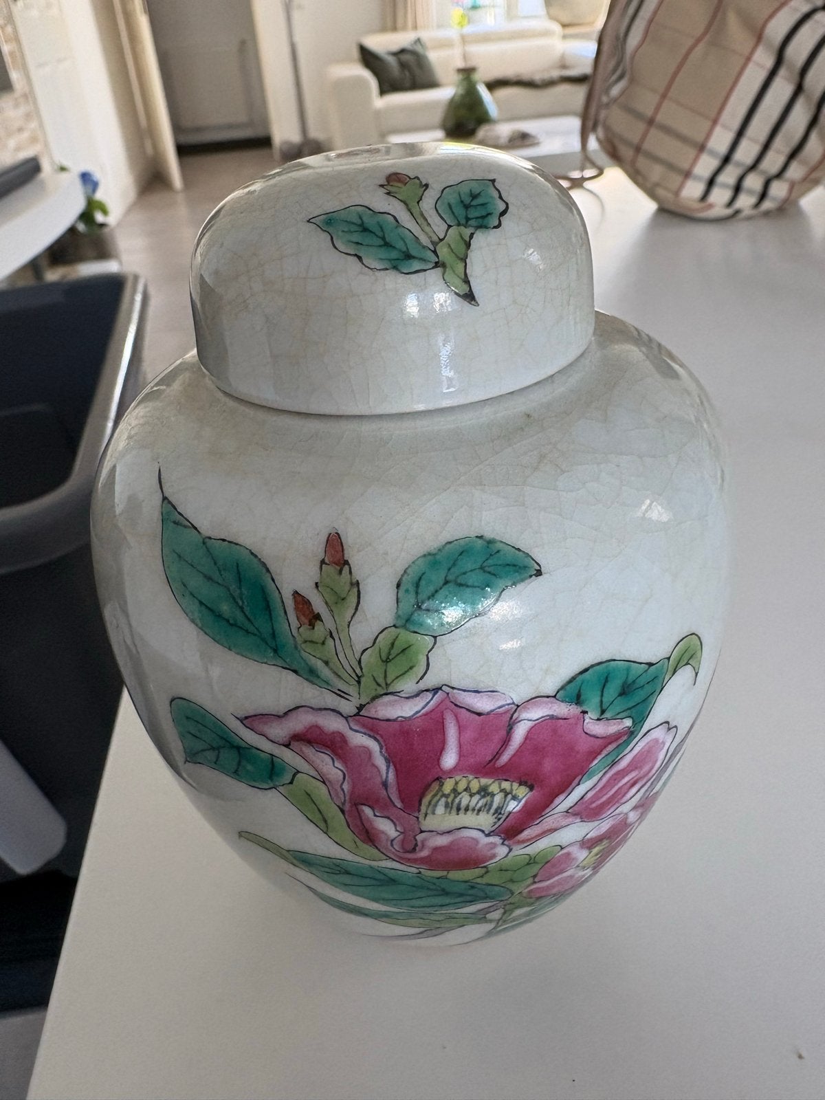 Decoratieve Chinese Gemberpot met Bloemenpatroon, Ophalen of Verzenden