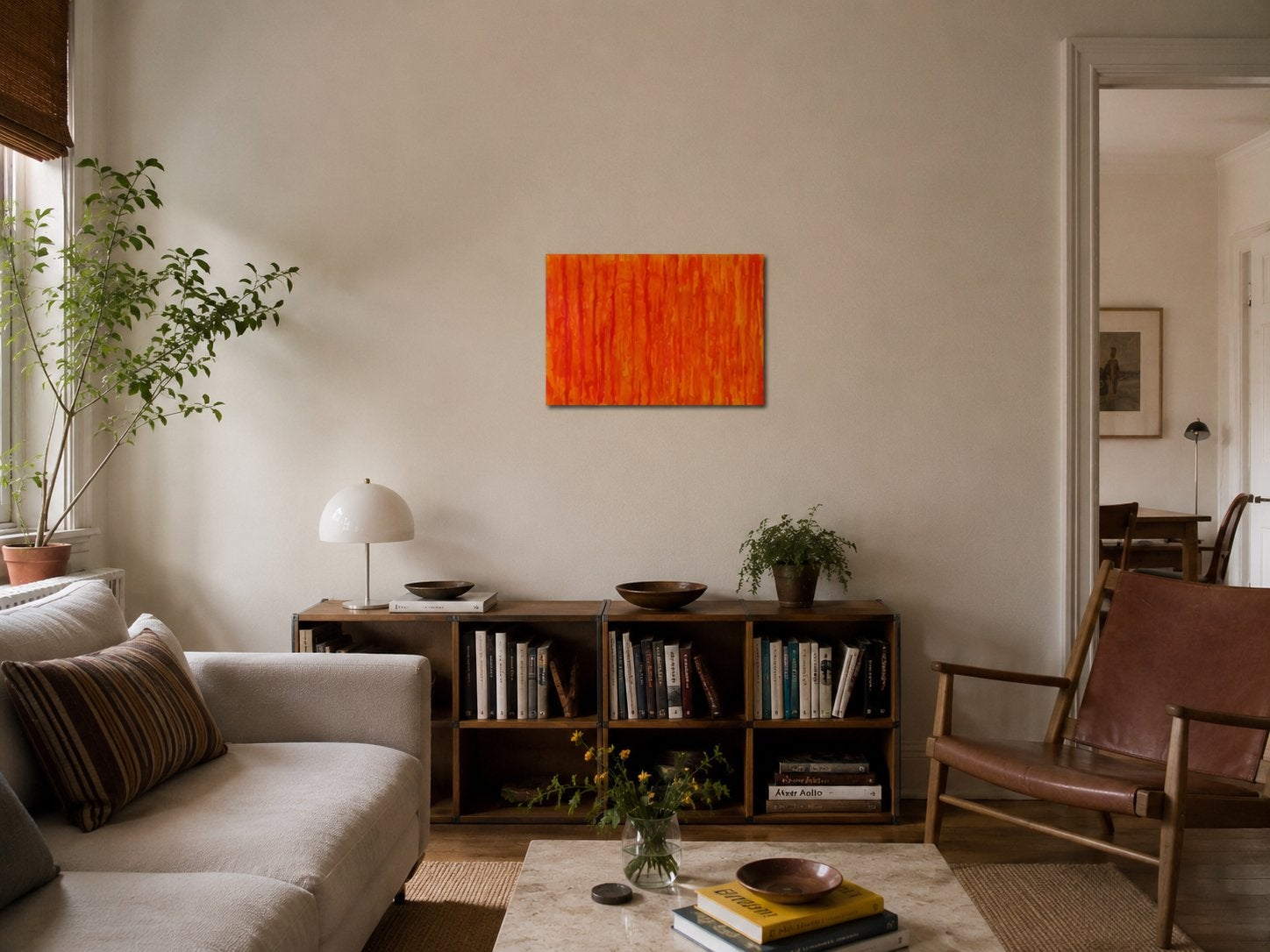 “Ember Falls” Original abstract acrylic painting on canvas, 50 m² of meer, Almere
