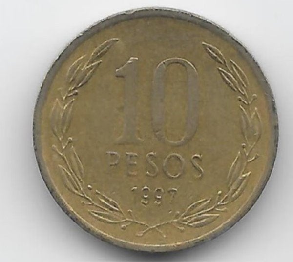 Chili 10 pesos 1997 KM# 228.2, Verzenden, Zuid-Amerika, Losse munt