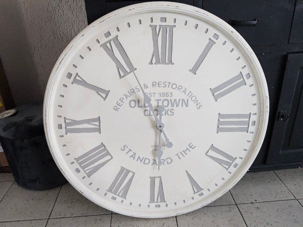 Grote wandklok 'Old Town Clocks' - Vintage stijl, Ophalen, Wandklok, Wit, Vintage