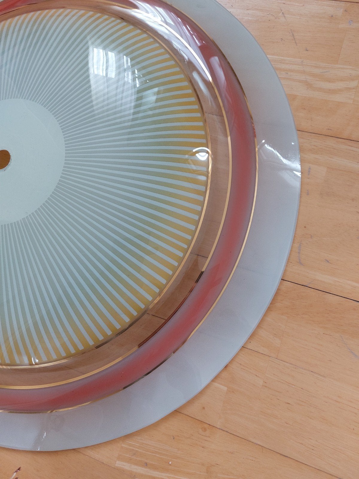Vintage Plafondlamp met Glas en Gouden Details, Huis en Inrichting, Kasten | Televisiemeubels, Gebruikt, Glas, Minder dan 25 cm